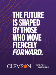 purple background with words the future is shaped by those who move fiercely forward
